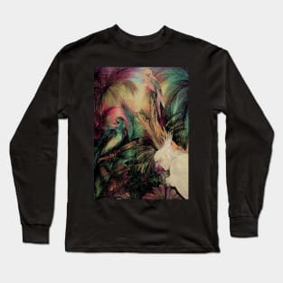 BRIGHT TROPICAL SCENE,BIRDS,PARROT, MACAW, DECO VINTAGE ART POSTER Long Sleeve T-Shirt